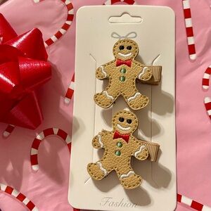 Festive NEW Handmade Gingerbread Hair Clips - Christmas Holidays